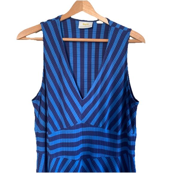 Anthropologie Maeve Bisevo Ribbed Blue Tank Dress Striped Maxi Dress Size XL - Picture 5 of 15